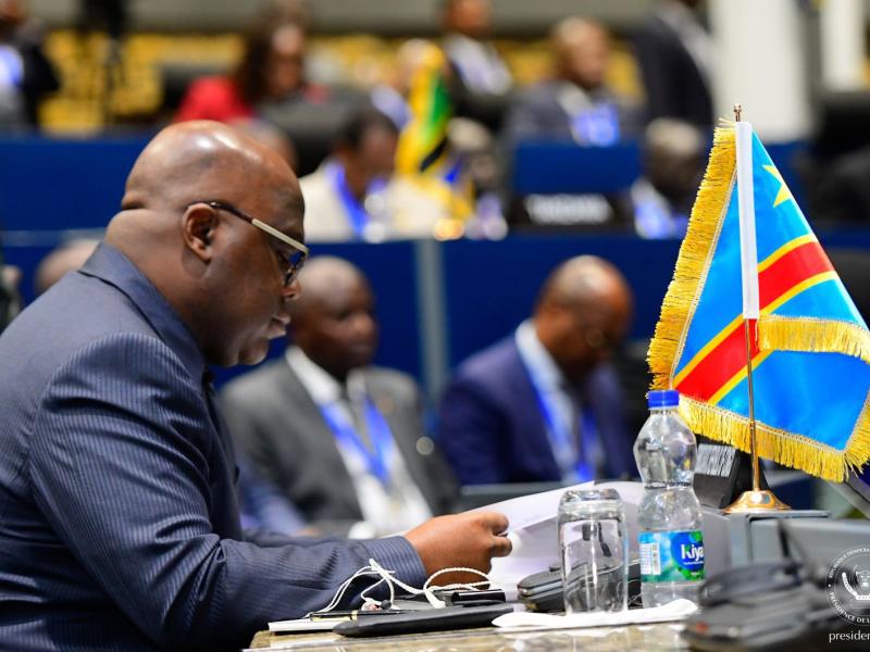 Le chef de l'état Félix Tshisekedi lors du mini- sommet en Ethiopie