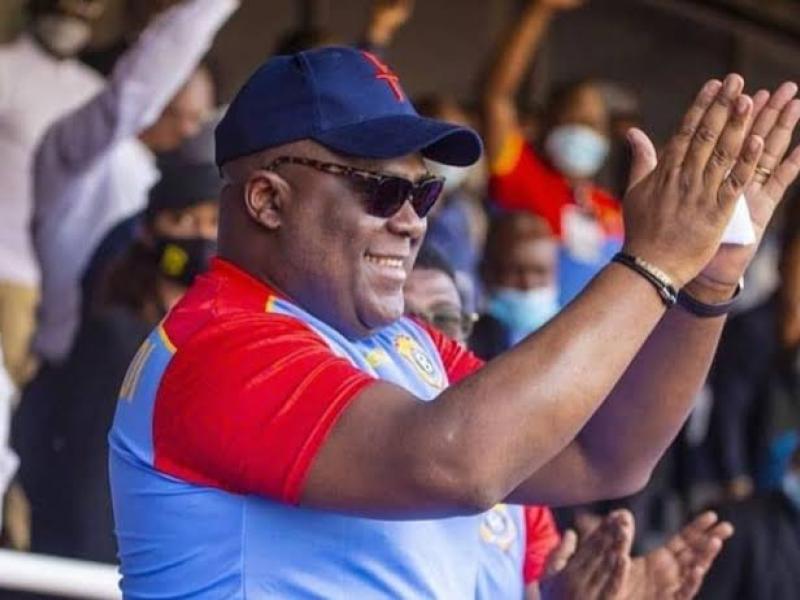 Le chef de l'État, Félix Tshisekedi lors d'un match des Léopards.