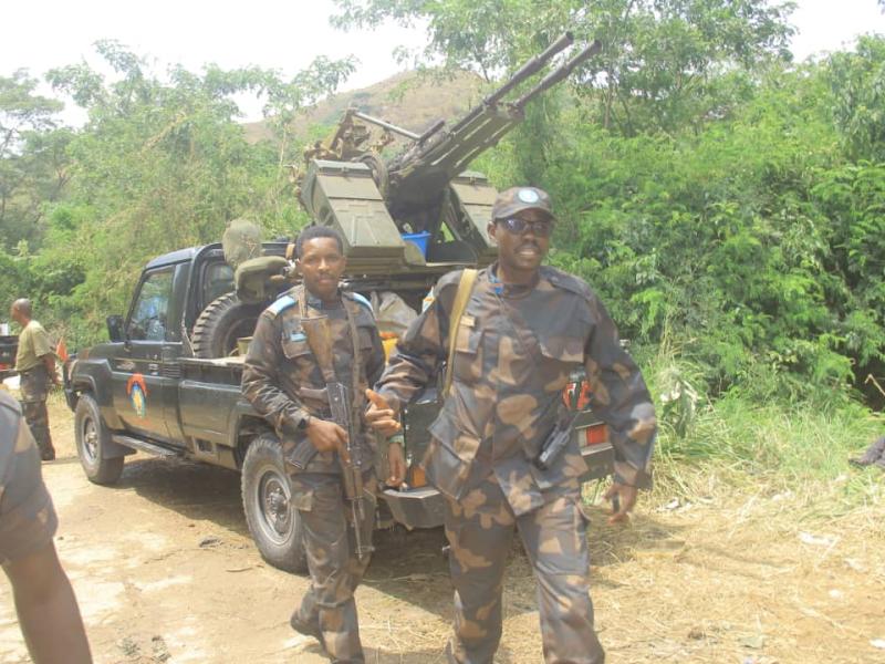 Les militaires FARDC visibles à Armoiries, une zone située à 4 Km de Rwindi dans le territoire de Rutshuru