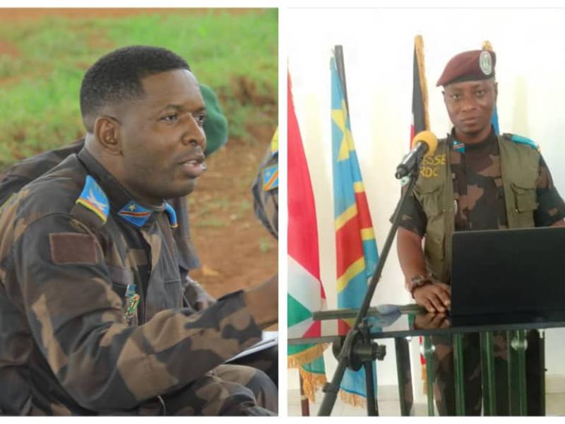 De gauche à droite: le capitaine Antony Mwalushay et le sous-lieutenant Mbuyi Reagan