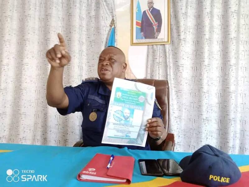 Le Commissaire Supérieur Faustin Kamanda Kapend s'adressant aux responsables des motards oeuvrant dans la ville de Goma