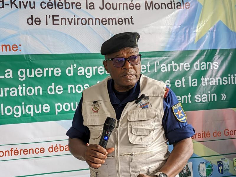 le vice-gouverneur policier du Nord-Kivu, Romy Ekuka, lors du lancement de cette activité [photo d'illustration]