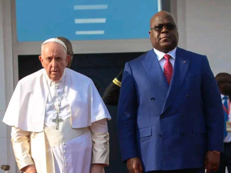 Le pape François lors d'une visite en RDC aux côtés du Président Félix Tshisekedi