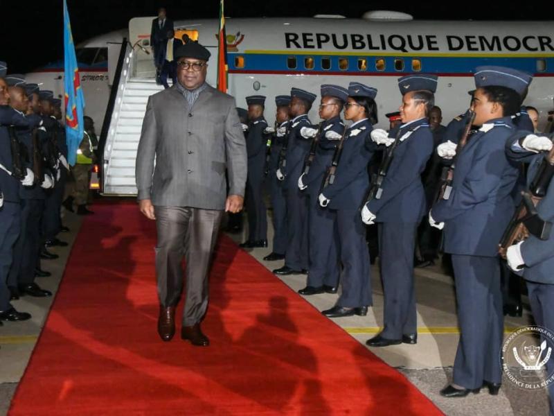 Arrivée du chef de l'État Félix Tshisekedi à Pretoria, en Afrique du Sud.