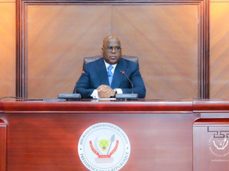 Le chef de l’État Félix Tshisekedi présidant le conseil de sécurité à la Cité de l’UA