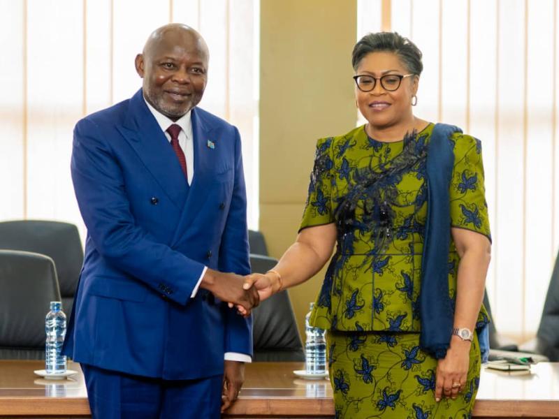 Le Président de l'Assemblée nationale, Vital Kamerhe et Judith Suminwa, Première ministre.