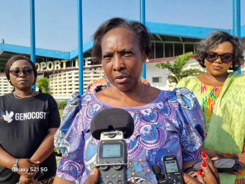 Madame Chantal Chambu, ministre nationale des droits humains en RDC à l'aéroport international de Goma