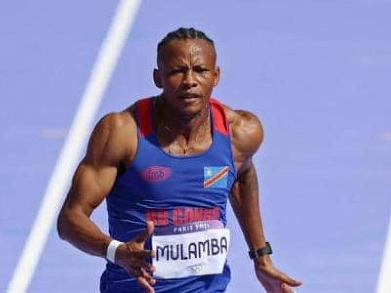 Dominique Lasconi Mulamba lors de la course des 100 mètres aux JO de Paris.