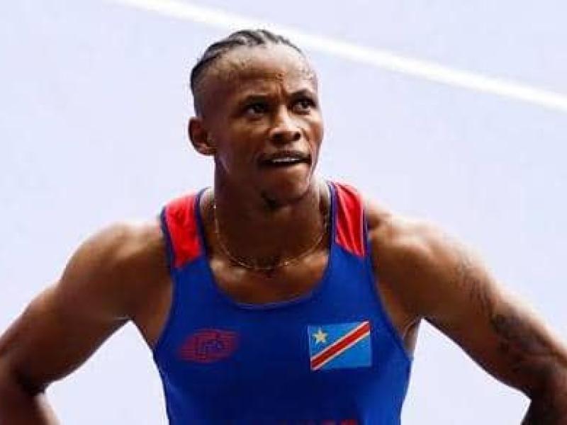 Dominique Lasconi Mulamba après sa défaite à la course des 100 mètres aux JO de Paris.
