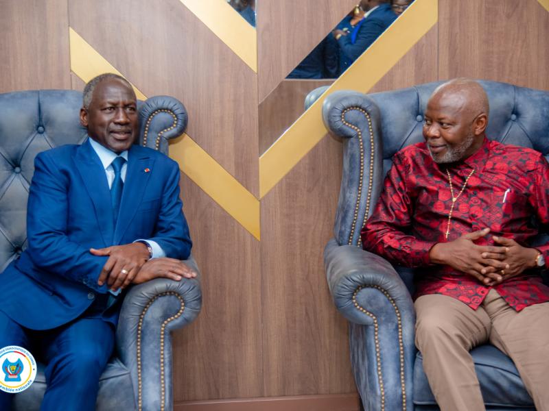 Le président de l'assemblée nationale de la RDC Vital Kamerhe et son homologue ivoirien Adama Bictogo à Kinshasa, ce dimanche 15 septembre 2024