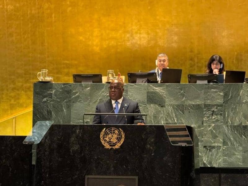 Le chef de l'État Félix Tshisekedi à la tribune de l'ONU ce mercredi 25 septembre 2025
