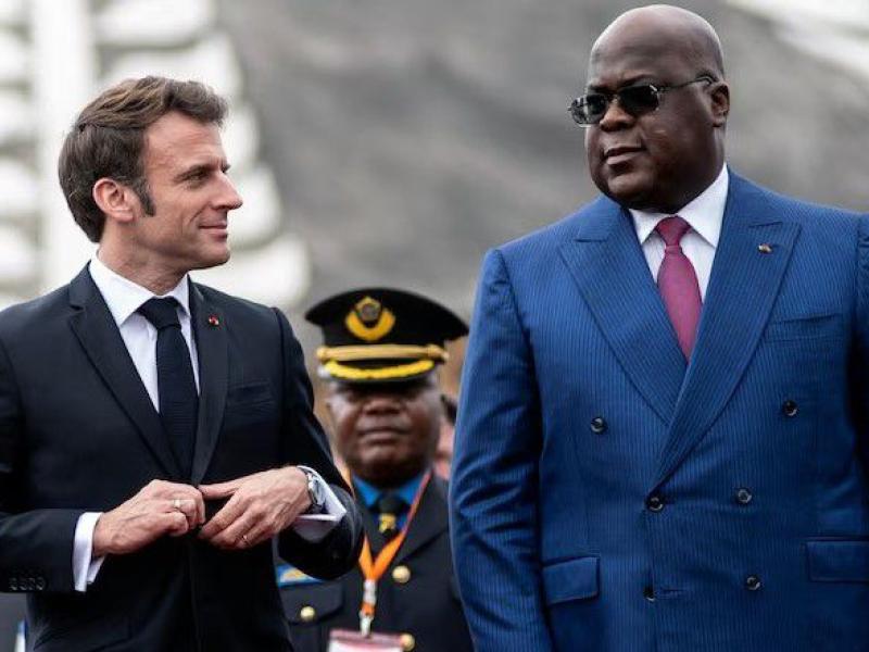 Félix Tshisekedi et Emanuel Macron, respectivement chefs de l’Etat de la RDC et de la France.