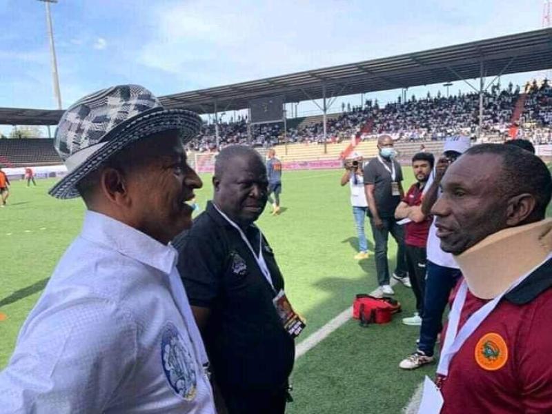 Moïse Katumbi, Frédéric Kitenge, et Florent Ibenge, lors d'une rencontre Mazembe -RS Berkane à Lubumbashi. [Photo d'illustration]