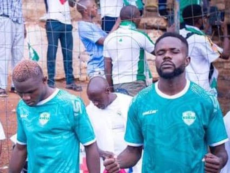 Les joueurs du DCMP, au Stade de la Concorde de Kaditu, à Bukavu.