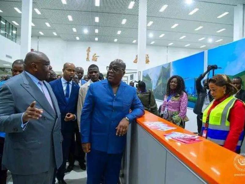 Félix Tshisekedi et Jean Pierre Bemba lors de la visite guidée à l'inauguration de l'aéroport de Kisangani/Tshopo