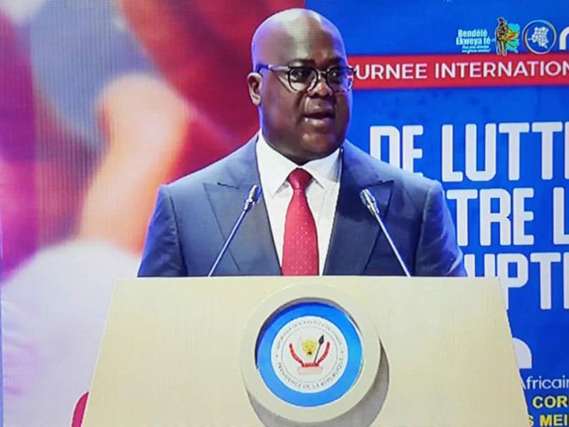 Le Chef de l'État, Félix Antoine Tshisekedi lors de son discours d'ouverture a l'occasion de la Journée internationale de lutte contre la corruption