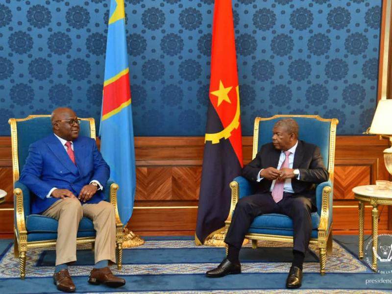 Les Présidents Félix Tshisekedi de la RDC et Joao Laurenço de l'Angola en tête-à-tête à Luanda
