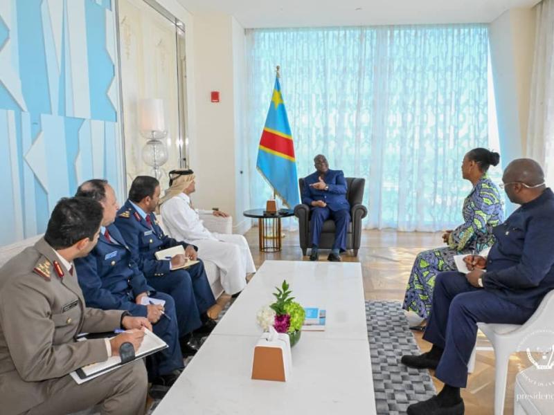 La rencontre entre le président Félix Tshisekedi et l’Émir du Qatar, Son Altesse Cheikh Tamin Bin Hamad Al Thani, en présence de leurs délégations, dimanche 05 janvier 2024