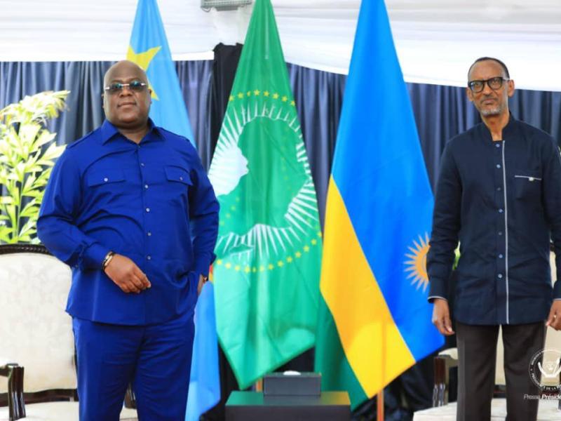 Félix Tshisekedi et Paul Kagame à Gisenyi. [Photo d'illustration]