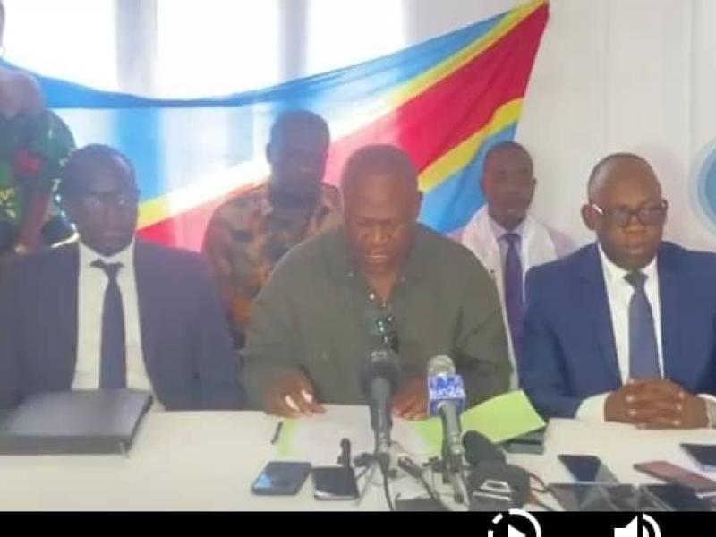 Les membres de la coalition Lamuka lors d'un point de presse ce mardi 25 février 2025