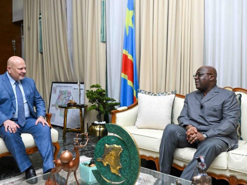 Le Président de la République Félix Tshisekedi et le procureur général de la CPI à Kinshasa, ce mardi 25 février 2025