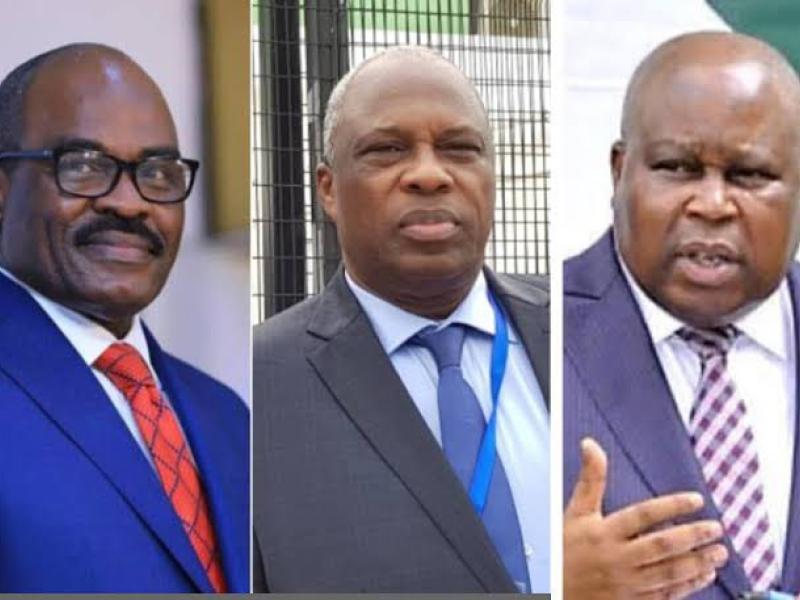 De gauche à droite, l'ancien ministre des finances Nicolas Kazadi, l'homme d'affaires Mike Kasenga et l'ex ministre du développement rural François Rubota