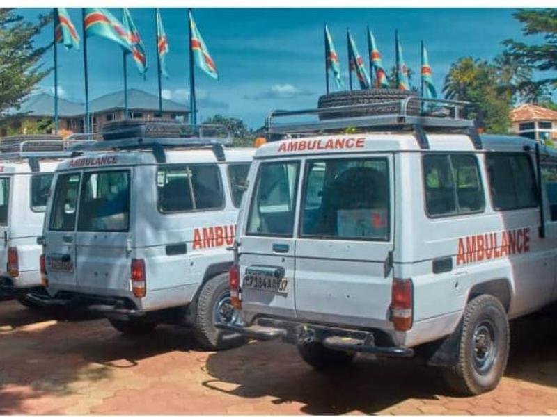 Quatre ambulances dotée des structures sanitaires stratégiques de la province de l’Ituri. Don du MSF Suisse