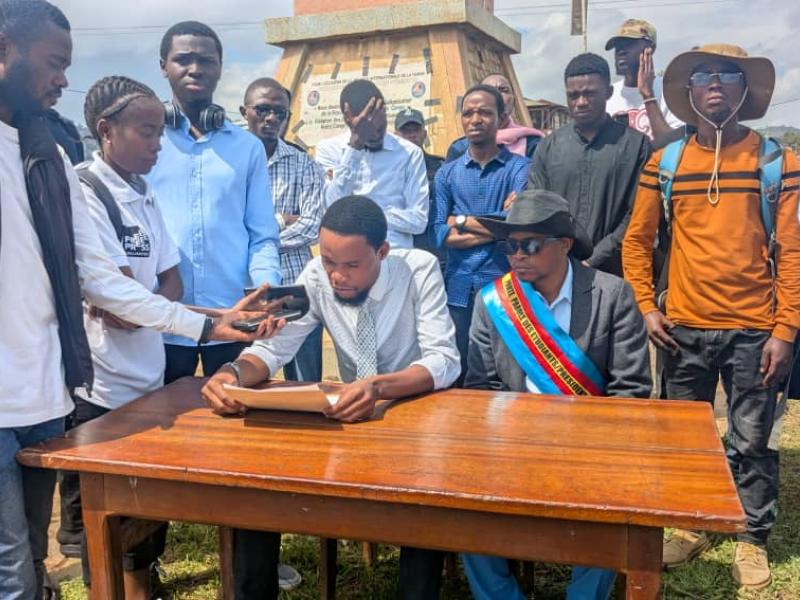 La REC-Représentation des Étudiants du Congo-, section de Beni, lors d'une déclaration devant la presse à Beni [photo d'illustration]