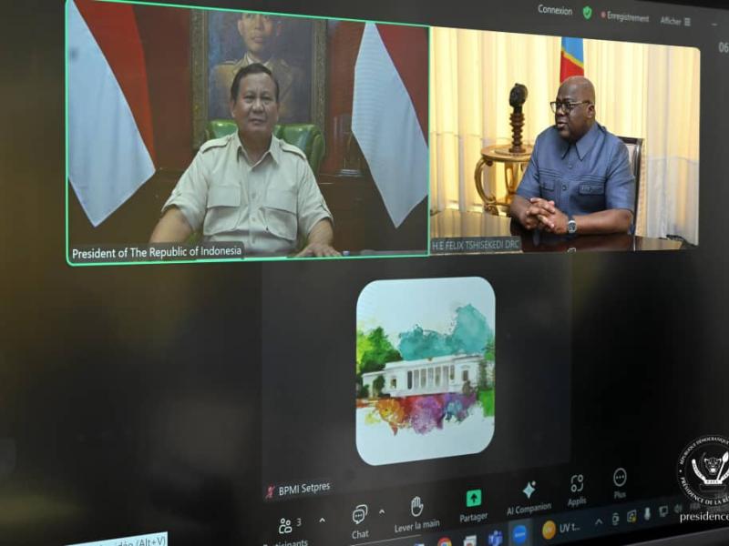 Le Président Félix Tshisekedi a échangé, ce mercredi 23 avril, en visioconférence, avec son homologue indonésien Prabowo Subianto.