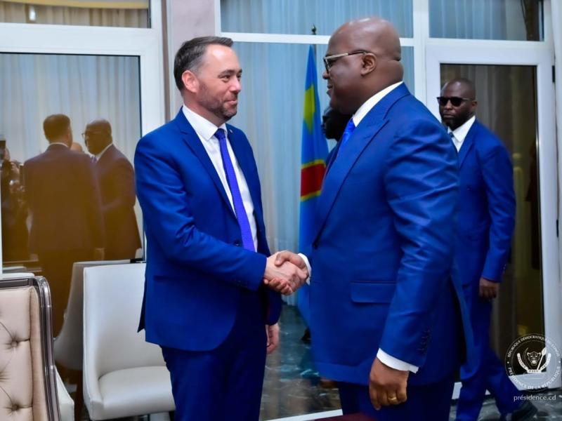 Le vice-premier ministre belge Maxime Prevot reçu par le chef de l'État Félix Tshisekedi, lundi 28 avril 2025