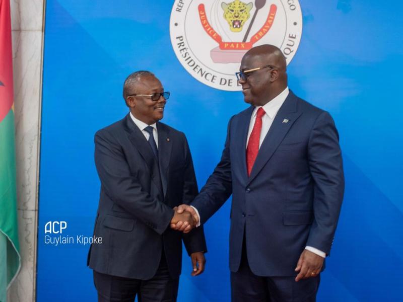 Le chef de l'État Félix Tshisekedi et son homologue de la Guinée Bissau, le général Umaro Sissoco, mardi 29 avril 2025