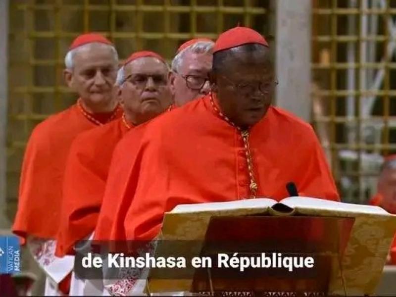Le cardinal Fridolin Ambongo lors de la prestation du serment avant le début du conclave [ Photo d'illustration]
