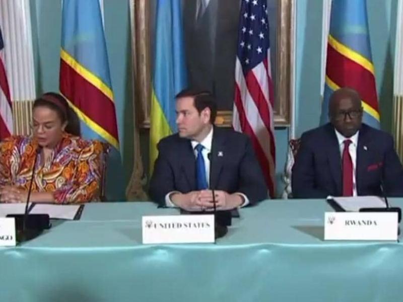 À Washington, les ministres des Affaires étrangères Thérèse Kayikwamba Wagner et Olivier Nduhungirehe ont signé un accord de paix à Washington en présence du secrétaire d’État Americain Marco Rubio
