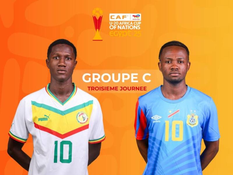 Affiche du match des Léopards face au Sénégal à la CAN U20 Égypte 2025