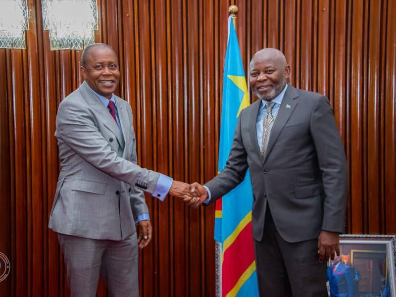 Le président de la CENI Denis Kadima et le président de la chambre basse du parlement Vital Kamerhe