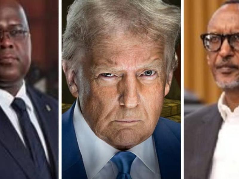Les Présidents Félix Tshisekedi (RDC), Donald Trump (USA) et Paul Kagame (Rwanda)