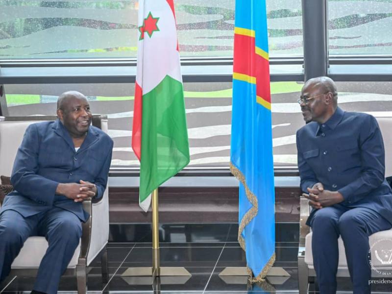 Les présidents de la RDC  Félix Tshisekedi et du Burundi Evariste Ndayishimiye, dimanche 25 mai 2025