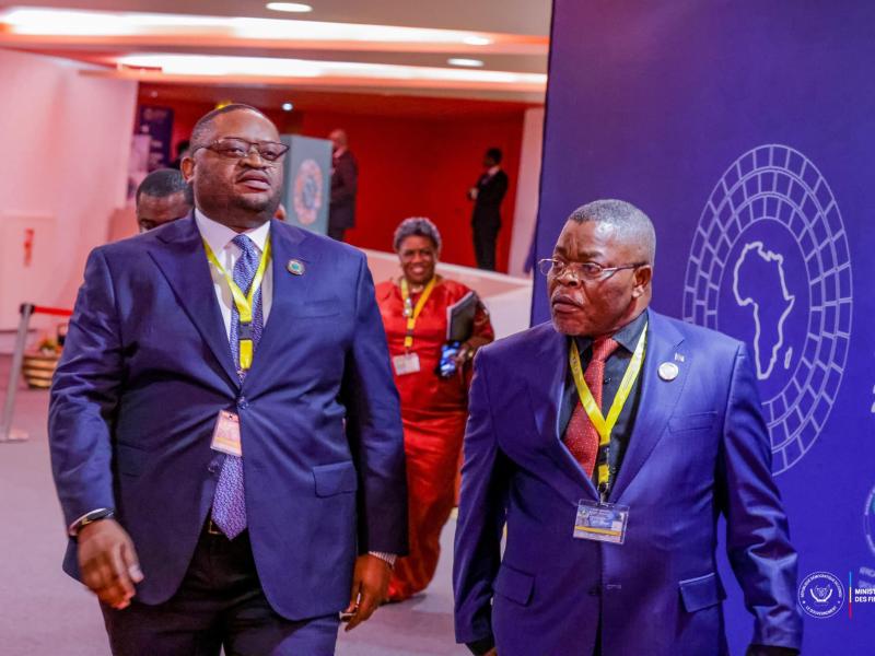 Le ministre des finances Doudou Fwamba lors de la participation au 60e Assemblée annuelle de la BAD à Abidjan
