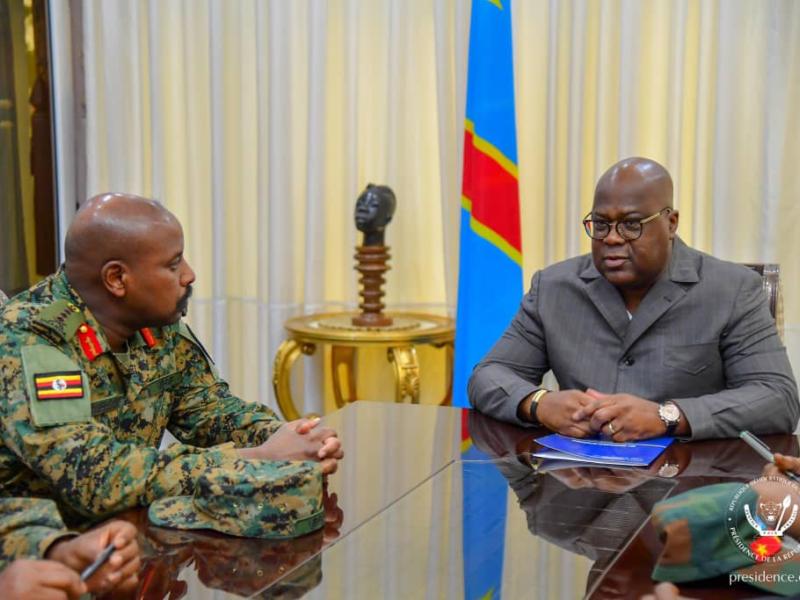 Le général Muhoozi et le chef de l'État Félix Tshisekedi, ce samedi 21 juin 2025