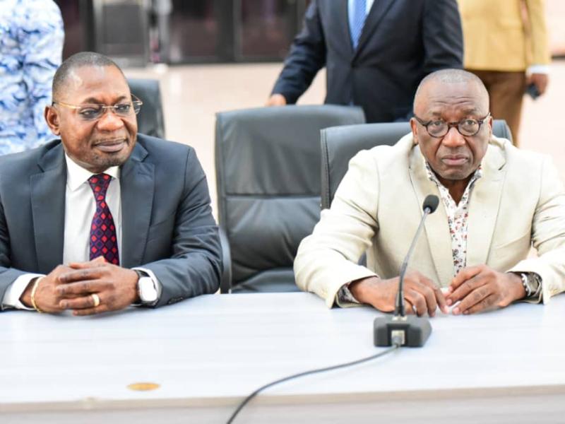 Le Procureur général près la cour de cassation Firmin Mvonde et le Rapporteur de l'Assemblée nationale Jacques Djoli, mardi 03 juin 2025