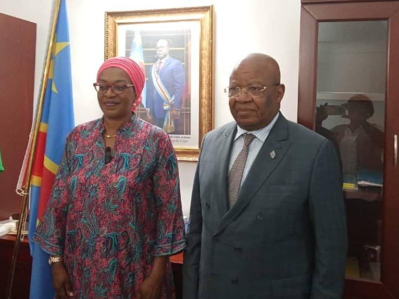 La ministre de la culture Yolande Elebe et l'ambassadeur de la RDC en Italie Émile Tsinga Ahuka