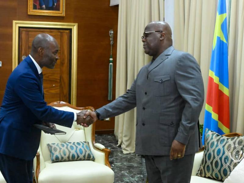 Le chef de l'État Félix Tshisekedi avec le gouverneur de la province du Sud-Kivu Jean-Jacques Parusi, jeudi 19 juin 2025