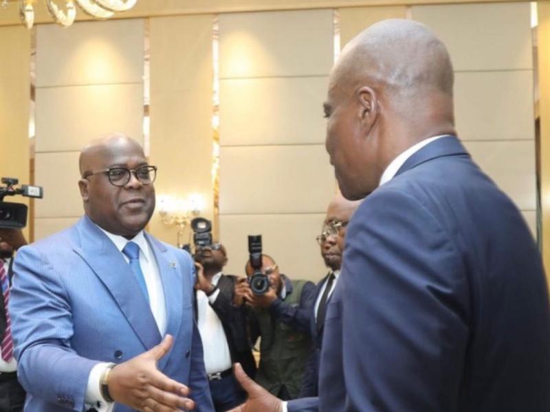 Le chef de l'État Félix Tshisekedi et l'opposant congolais Martin Fayulu,  au Palais de la nation [ Photo d'illustration]