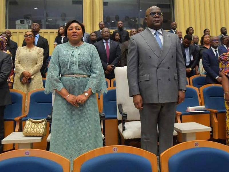 Le couple présidentiel de la RDC à l’ouverture du Forum national du droit à la réparation, organisé par le FONAREV