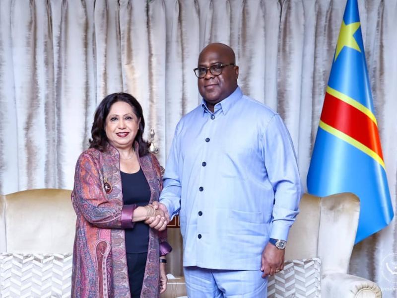 Le chef de l'état Félix Tshisekedi et Mme Pramila Peten, représentante spéciale du SG de l'ONU, jeudi 03 juillet 2025