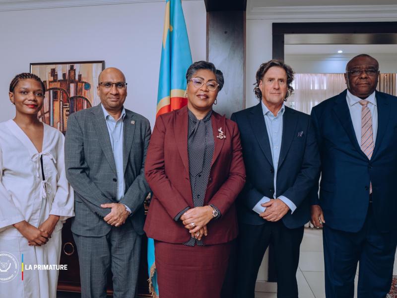 Jean-Pierre Bemba, et une délégation de la firme INFRAROSE, reçus par la Première Ministre Judith Suminwa, pour faire le point sur l’avancement du projet du nouvel aéroport international de N’djili