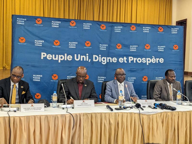 Les membres de la délégation de l'AFC M23 aux pourparlers de paix de Doha lors d'un point de presse à Goma [photo d'illustration]