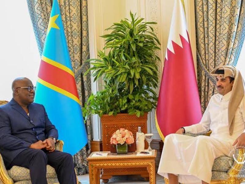 Le Président Félix Tshisekedi en tête-à-tête avec Son Altesse Tamim Bin Hamad, Émir du Qatar