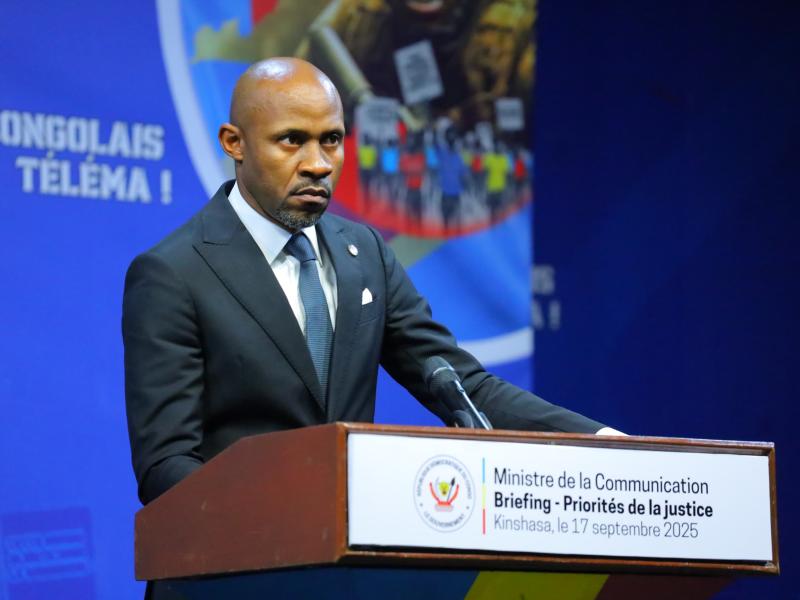 Le ministre de la Communication et Médias, porte-parole du gouvernement, Patrick Muyaya Katembwe