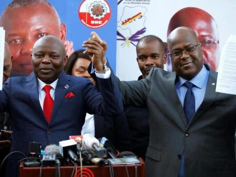 Vital Kamerhe et Félix Tshisekedi après la signature de l’accord de Nairobi